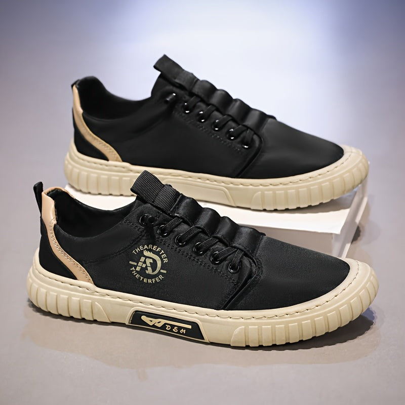 Zapatillas Casuales Transpirables para Hombre - Antideslizantes, Cómodas con Cordones, de Lona con Tela Duradera y Diseño de Bloques de Color Estiloso, Ideales para Actividades al Aire Libre, Jogging, Caminar, Viajes, Regalos de Navidad y Cumpleaños