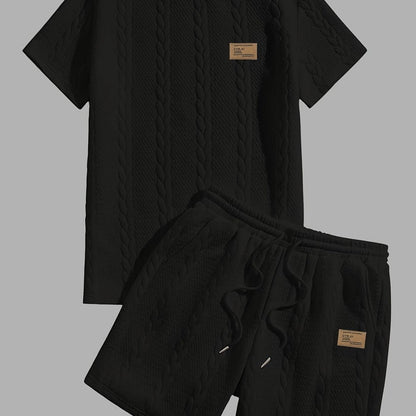 Camiseta de manga curta e shorts com cordão - Marrom, Conjunto de verão